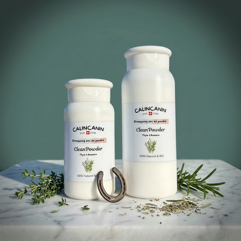 Shampoing sec cheval purifiant antiparasitaire – Thym & Romarin